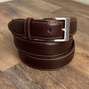 Vintage Kirkland Italian Full Grain Leather Belt Dark Brown Workwear Mens 48